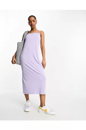 Monki Super soft square neck cami midi dress in lilac