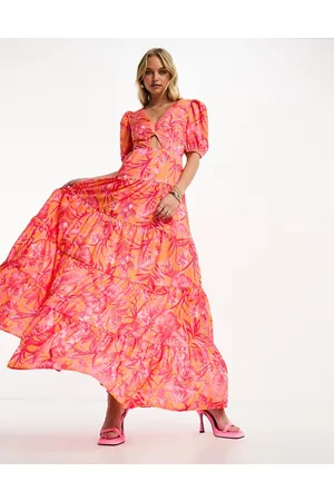Style Cheat Puff sleeve midi dress in floral