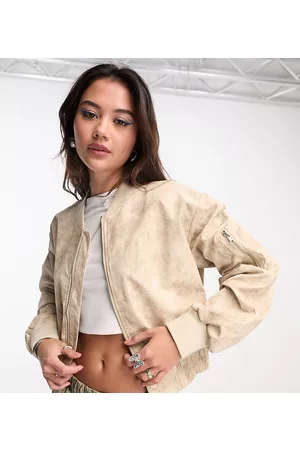 COLLUSION Distressed printed bomber jacket in
