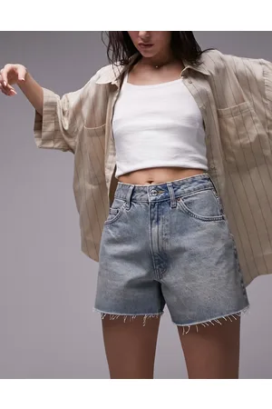 Topshop Denim a-line shorts in dirty bleach