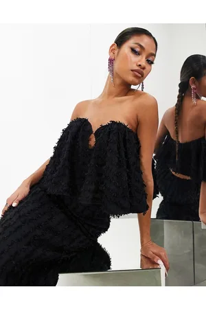 ASOS Textured notch neck bandeau trapeze top in