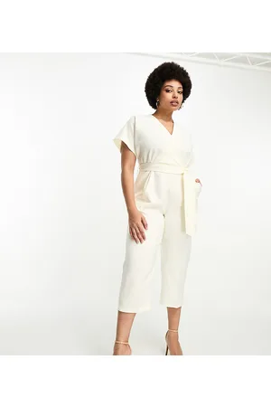 Closet Tie waist kimono jumpsuit in ivory