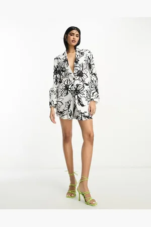 ASOS Sketchy floral slim fit suit blazer with linen in