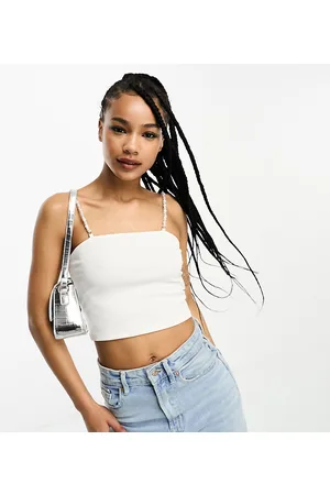 ONLY Crop top with pearl straps in