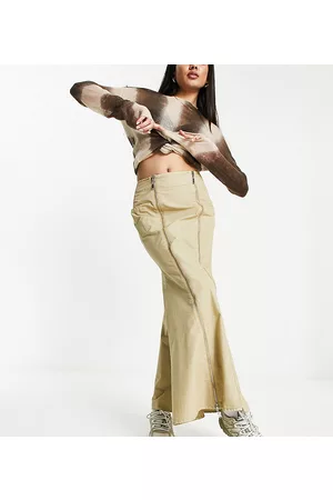 COLLUSION Fishtail detail cargo maxi skirt in