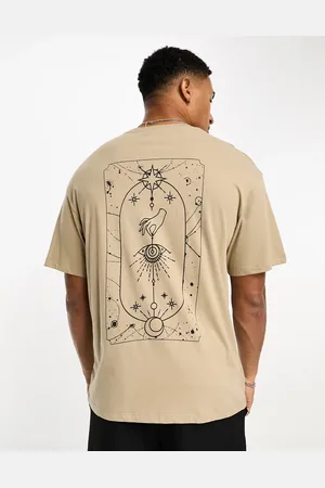 JACK & JONES Originals oversized T-shirt with tarot back print in beige