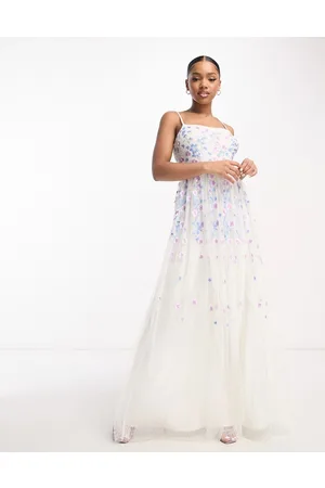 Maya Deluxe Cami maxi dress with spot embroidery in ivory