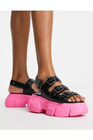 Koi Footwear KOI Sticky Secrets chunky sandals with pink sole in