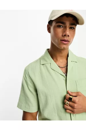 River Island Short sleeve linen shirt in light