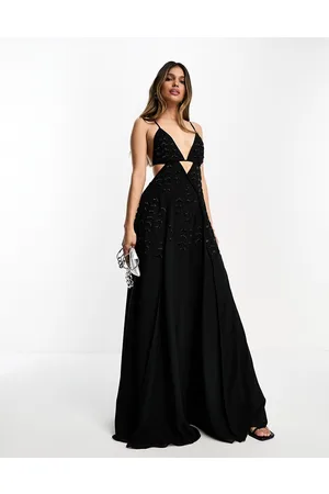 ASOS Chevron embellished cut out strappy maxi dress in