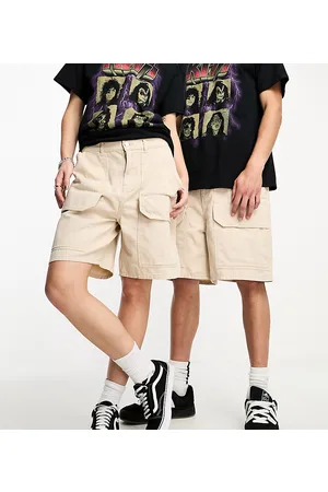 Reclaimed Unisex baggy shorts in stone