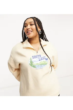 Daisy Street Quarter zip lake sweatshirt in cream