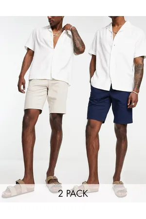 Only & Sons Slim fit 2 pack chino shorts in navy & beige
