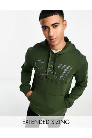 EA7 Outline logo hoodie in khaki