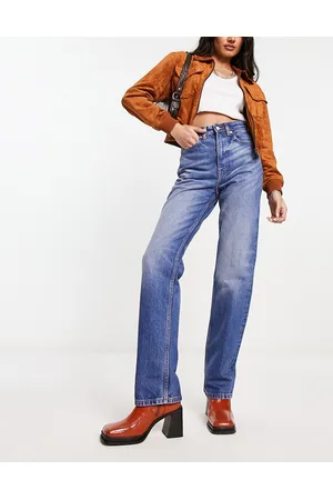Weekday Rowe extra high waist straight leg jeans in wave