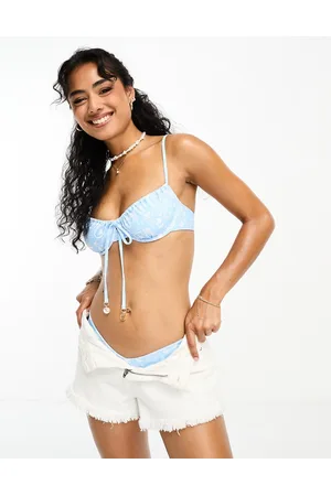 Kulani Kinis X Hannah Meloche & Ava Jules ruched underwire bra bikini top in light