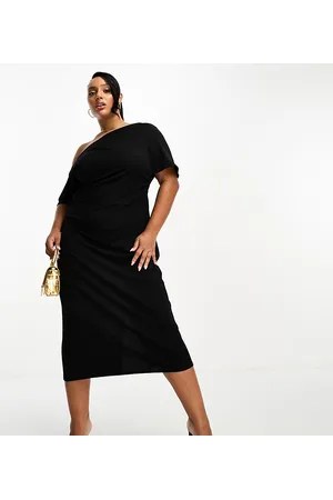 ASOS ASOS DESIGN Curve pleated shoulder pencil dress in