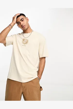 SELECTED Oversized t-shirt with solar chest print in beige
