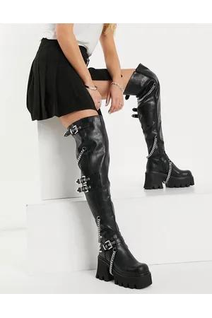 Lamoda Platform Lace-Up Creeper Boots - Black