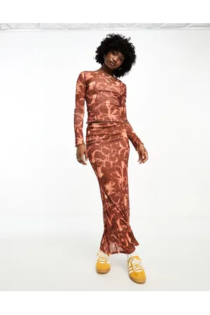 COLLUSION Printed maxi column skirt in