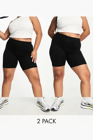 ASOS ASOS DESIGN Curve 2 pack basic legging shorts in