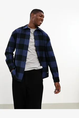 Dr Denim Frank relaxed fit long sleeve flannel shirt in indigo check