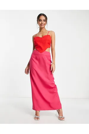 Never Fully Dressed Heart cut-out maxi dress in red and pink