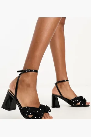 Glamorous Exclusive mid heel sandals with embellished bow in