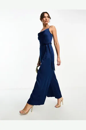 Closet Cowl neck satin jumpsuit in
