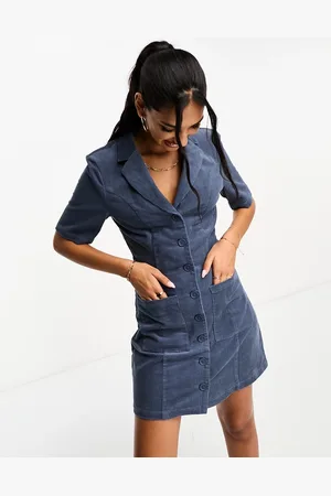 ASOS Button through cord mini dress in blue