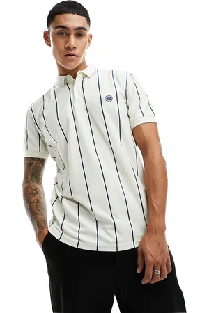 Pretty Green Vega pinstripe polo shirt in beige