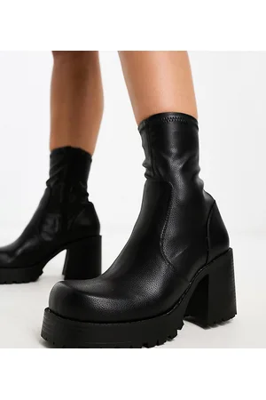 ASOS Wide Fit Retreat mid-heeled sock boots in