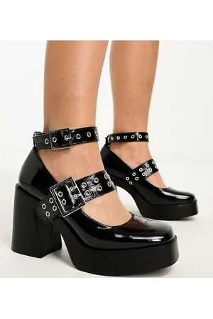 ASOS Wide Fit Proof hardware detail mary jane heeled shoes in
