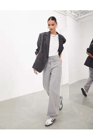 ASOS DESIGN cigarette pants with large dog tooth in gray