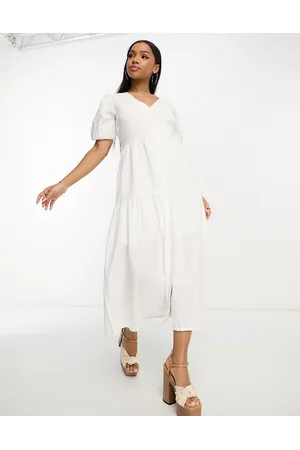 In The Style X Jac Jossa button up tiered midi dress in