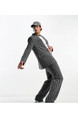 Reclaimed Oversized boxy blazer in blue and gray vintage stripe - part of a set