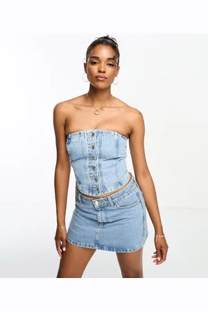 Pull&Bear Bandeau denim corset in medium - part of a set