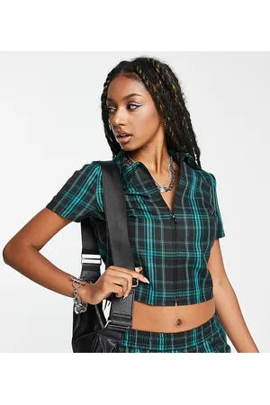 COLLUSION Short sleeve check shirt in dark - part of a set