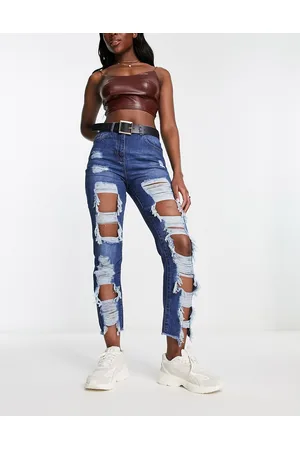 Parisian Extreme ripped boyfriend jeans in dark