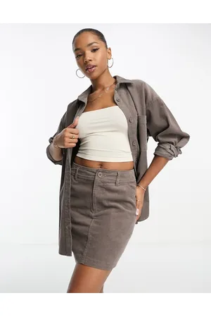 ASOS Cord pocket a-line mini skirt in taupe