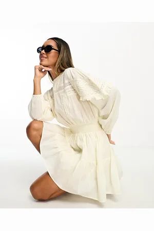 MANGO Western style mini dress in ecru