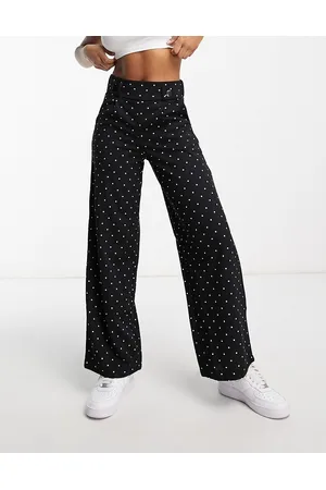 JDY Button detail wide leg dad pants in polka dot - part of a set