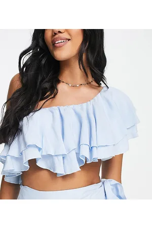 Esmée Esmee Exclusive one shoulder frill crop beach top in - part of a set