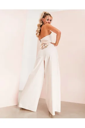 ASOS Corsage poplin wide leg pleated pants in blush - part of a set