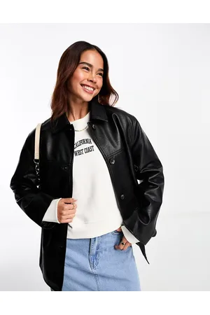 ASOS Faux leather clean top collar jacket in
