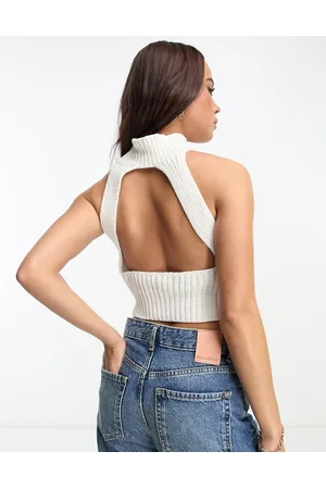 PACSUN High neck knit crop top in sand