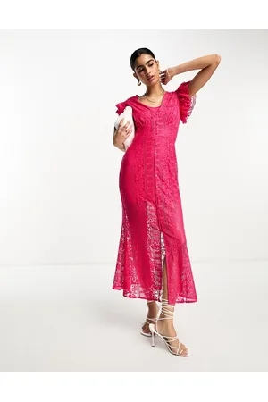 Never Fully Dressed Frill sleeve lace midaxi dress in