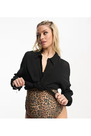 ASOS DESIGN Maternity swimsuit in leopard print