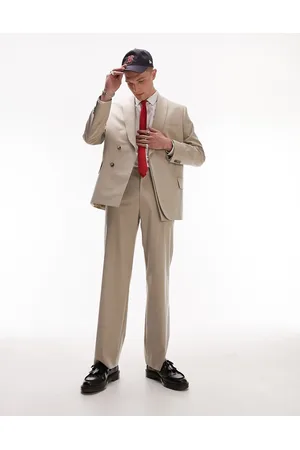 Topman Wide leg suit pants in stone