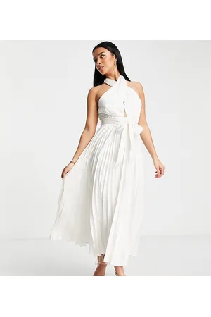 Forever New Ever New Petite halter neck pleated midi dress in